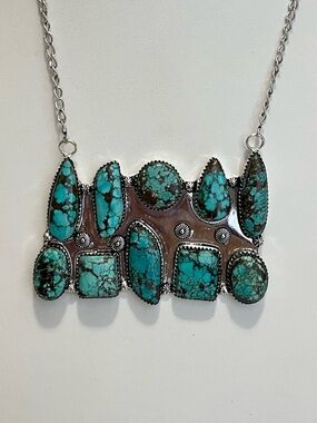 Turquoise 925 Rectangle Vintage Style Gemstone Necklace